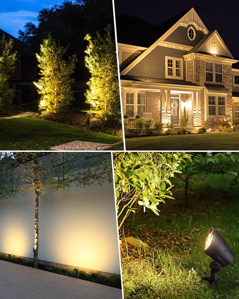 SUNVIE 6W Low Voltage Landscape Lighting LED Landscaping Lights Warm White Low Voltage Lighting Waterproof Landscape Spotlights with Connectors Spot Lights Outdoor for Tree Wall Pathway Yard, 4 Pack - Image 5