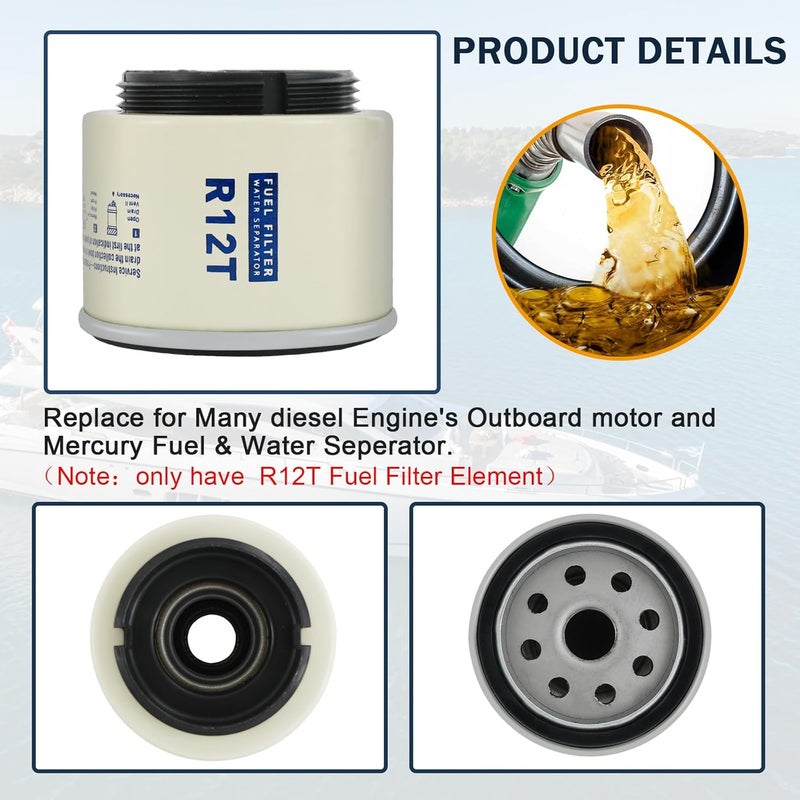 CARMOCAR Marine Fuel Water Separator Element of R12T Water Separator 120AT NPT ZG1/4-19 for Marine Engine S3240 120AT 18-7947 35-60494-1 - Image 3