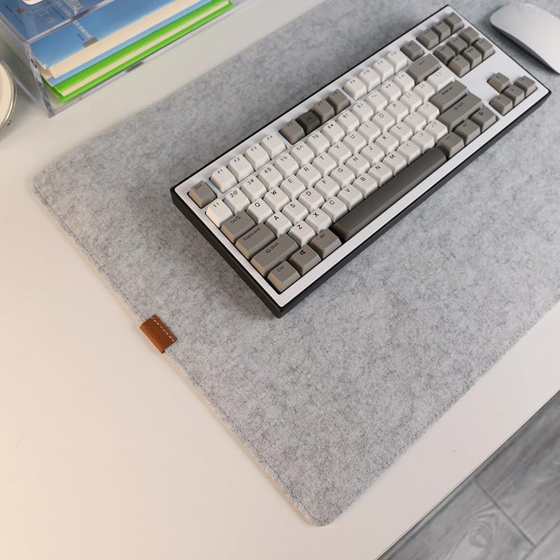 Bright Stone Felt Desk Mat,Non-Slip Mouse Pad, 35.4"x11.8" Office Supplies Desk Protector, Desk Accessories for Home and Office (Light Gray) - Image 4