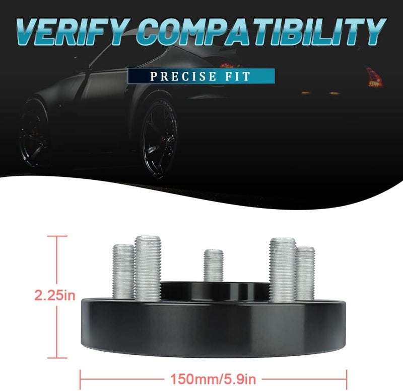 IRONTEK 1in Hubcentric Wheel Spacers 5x114.3mm for Ford Mustang (2015-2021) - Black, 2 Pieces - Image 4
