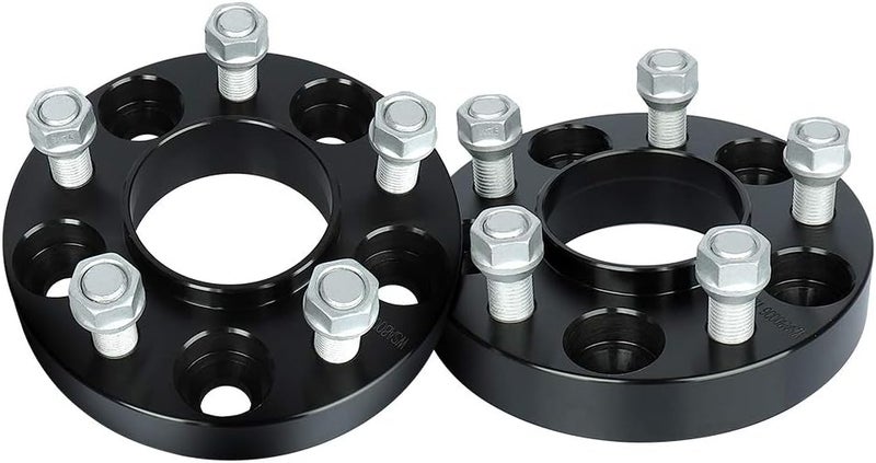 IRONTEK 1in Hubcentric Wheel Spacers 5x114.3mm for Ford Mustang (2015-2021) - Black, 2 Pieces - Image 1