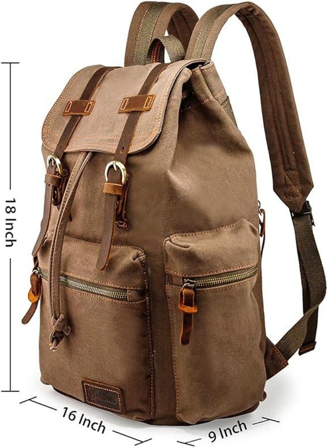 GEARONIC (Green) - Men's Outdoor Sport Vintage Canvas Military BackBag Shoulder Travel Hiking Camping School Bag Backpack - Army Green - Image 3