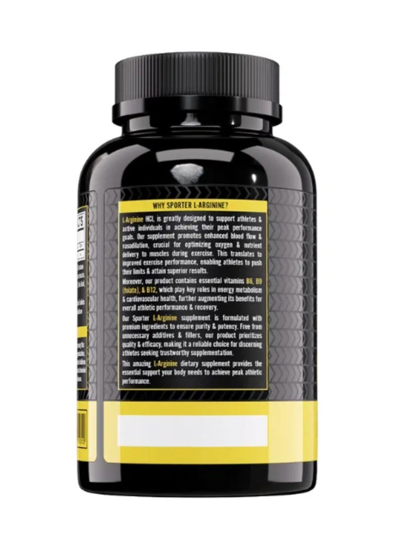 SPORTER L-Arginine 5000mg, 90 Tablets – Supports Endurance, Performance & Muscle Recovery, with B-Vitamins - Image 2