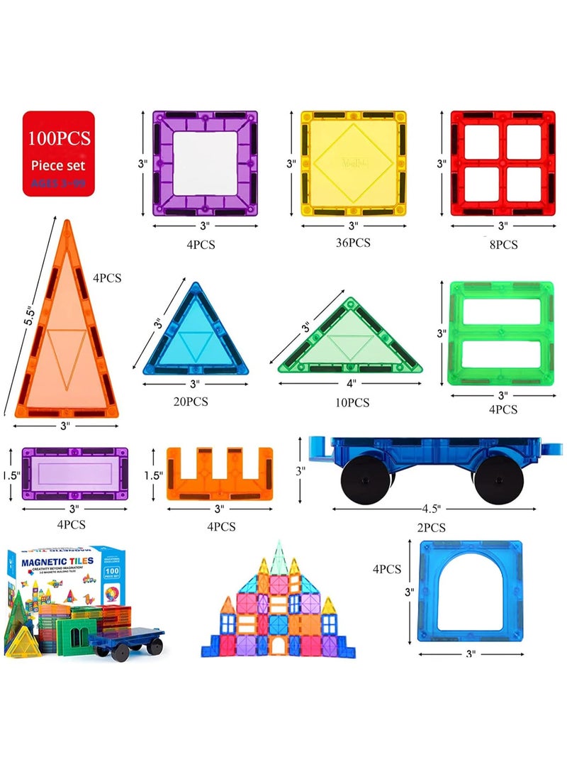 TOMSHOO بلاط مغناطيسي للأطفال 100 قطعة كتل بناء مغناطيسية أقوى مجموعة بلاط بناء مغناطيسي ثلاثي الأبعاد ألعاب للأطفال من 4-8 سنوات هدايا تعليمية لعيد الميلاد للأطفال الصغار من عمر 3 سنوات وما فوق - Image 5