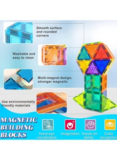 TOMSHOO Magnetic Tiles for Kids 100pcs Magnetic Building Blocks Stronger 3D Magnet Building Tiles Set Toys for 4-8 Year Old Boys Girls Educational Birthday Gifts for Kids Toddlers Age 3+  - Image 4