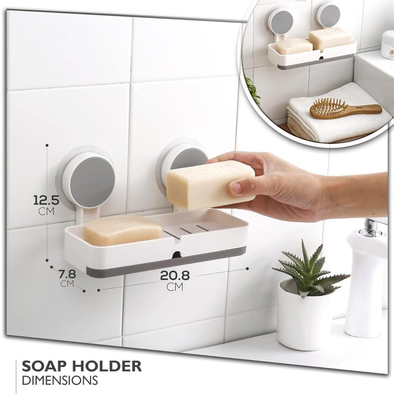 COYRASTH Soap Holder for Bathroom | Non-Drill Wall Mount | Magic Sticker Self-Adhesive Soap Stand with Removable Drain Tray | Waterproof & Rustproof Soap Dish for Kitchen & Wash Basin - Image 3
