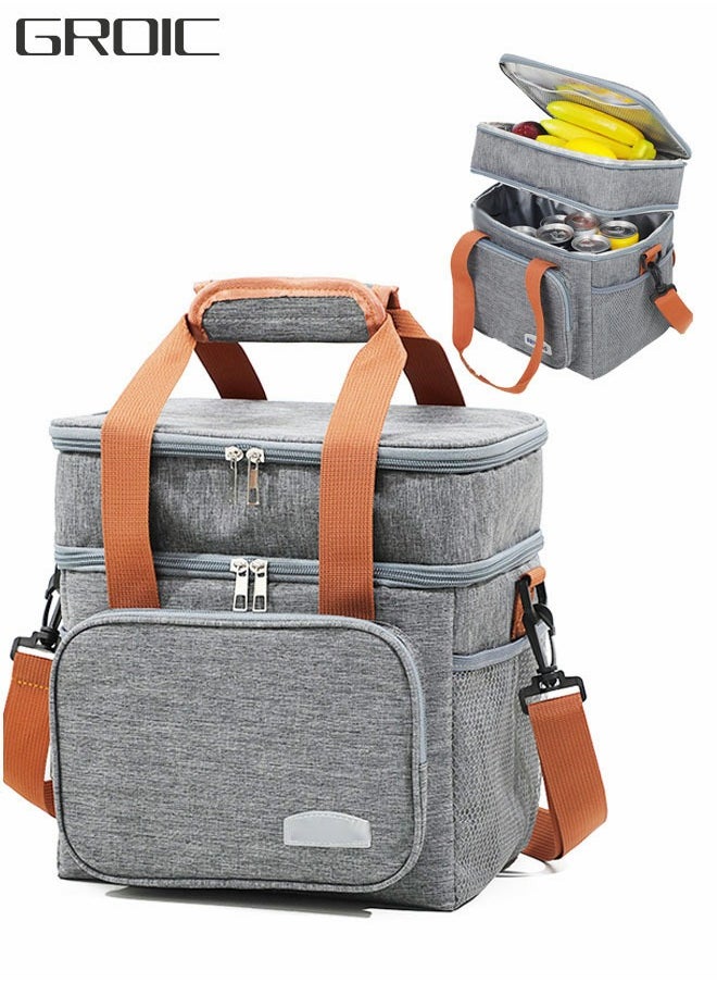GROIC - Portable Picnic Basket, Large Capacity Lunch Bag, Picnic Cooler Bag Insulated Picnic Basket, Picnic Cooler, Oxford Cloth Portable Outdoor Picnic Bag, Picnic Supplies, Camping Accessories - Image 1
