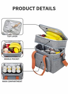 GROIC Portable Picnic Basket, Large Capacity Lunch Bag, Picnic Cooler Bag Insulated Picnic Basket, Picnic Cooler, Oxford Cloth Portable Outdoor Picnic Bag, Picnic Supplies, Camping Accessories  - Image 2