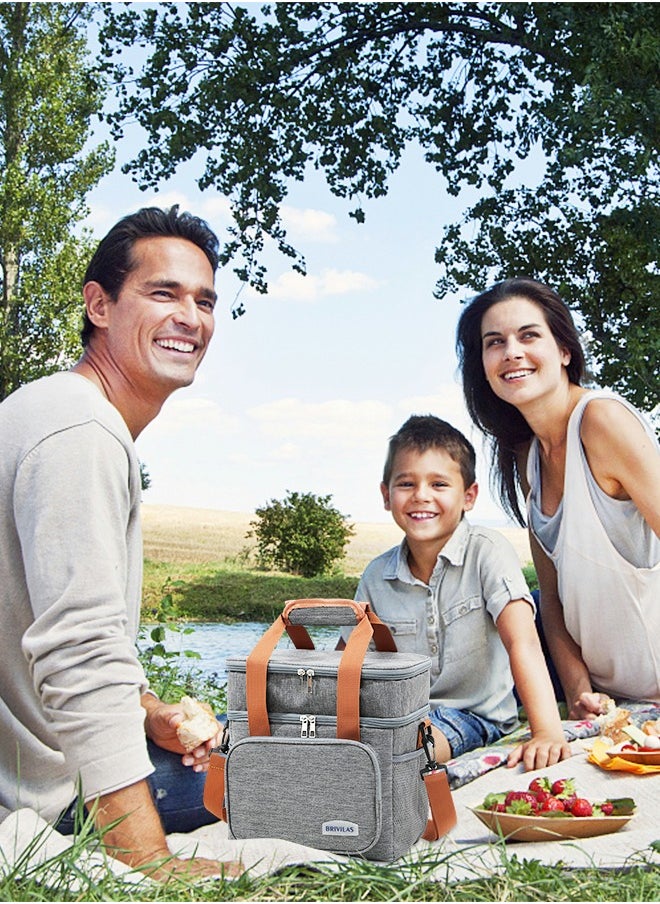 GROIC - Portable Picnic Basket, Large Capacity Lunch Bag, Picnic Cooler Bag Insulated Picnic Basket, Picnic Cooler, Oxford Cloth Portable Outdoor Picnic Bag, Picnic Supplies, Camping Accessories - Image 1