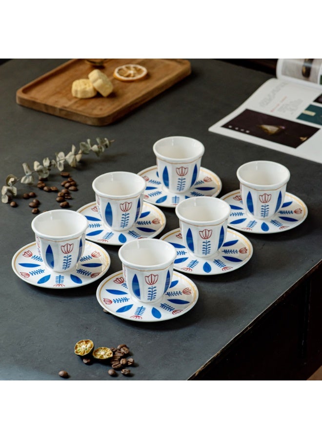 6pcs Saudi Arabic Coffee Cup Set with Saucers,Premium Ceramic Espresso Cups, TraditionalMiddle Eastern Tea & Coffee Drinkware,Elegant Small Cups for Dallah Coffee, TurkishChai, Ramadan Eid Gift Home  Decor - Image 5