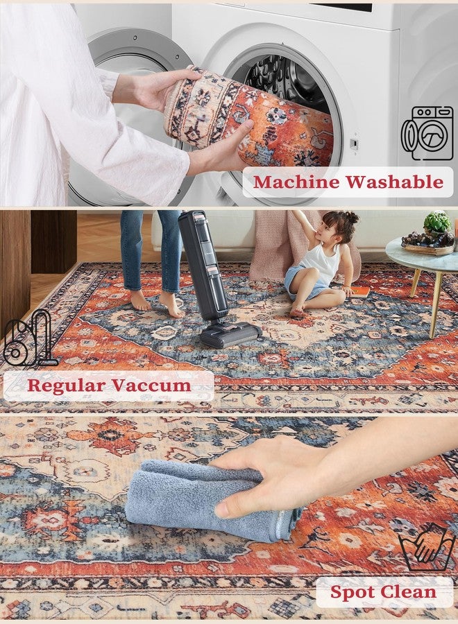 SERISSA Boho Washable Runner Rug, 2'6"x10' Long Non-Slip Tribal Hallway Kitchen Stair Runner Rug Ultra Soft Print Distressed Vintage Floor Carpet for Bedroom Bathroom Laundry Room - Image 2