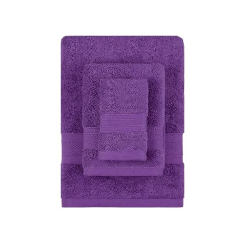 Trident Soft Comfort Air Rich Towels for Bath, 100% Cotton Towel, Super Soft, Highly Absorbent, 3 Pieces Towel Set, 500 GSM - Plum - Image 3