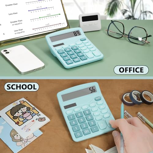 DANRONG Cute Light Blue Desktop Calculator with Big Buttons, Dual Power Source, Solar and Battery, Large Display Screen - Perfect for Office, Teachers, and Students (Light Blue) - Image 5