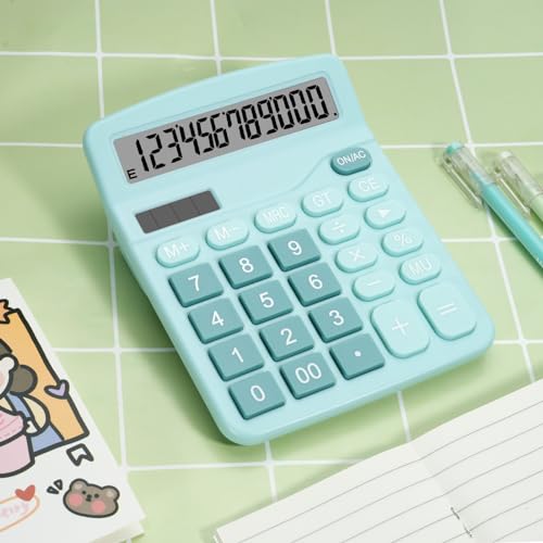 DANRONG Cute Light Blue Desktop Calculator with Big Buttons, Dual Power Source, Solar and Battery, Large Display Screen - Perfect for Office, Teachers, and Students (Light Blue) - Image 2