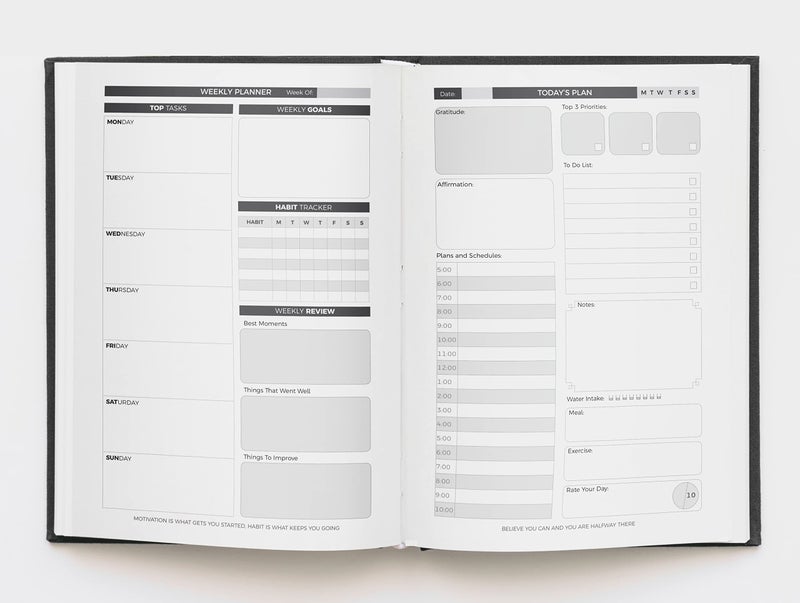 LAURET BLANC Daily, Weekly, Monthly Planner and Organizer, Habit Tracker, Gratitude and Affirmation Notebook Journal- A5 Size, 224 Pages, 90 GSM, Plan for 6 Months, Hardbound - Image 4
