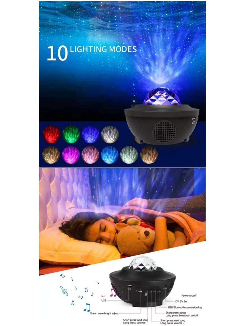Generic - Star Light Projector Led Night Light, 2 In 1 Starry Light & Ocean Wave Projector With Remote Control 10 Colors Changing Music Player With Bluetooth Dimmable, Best Gift For Kids & Adults - Image 1