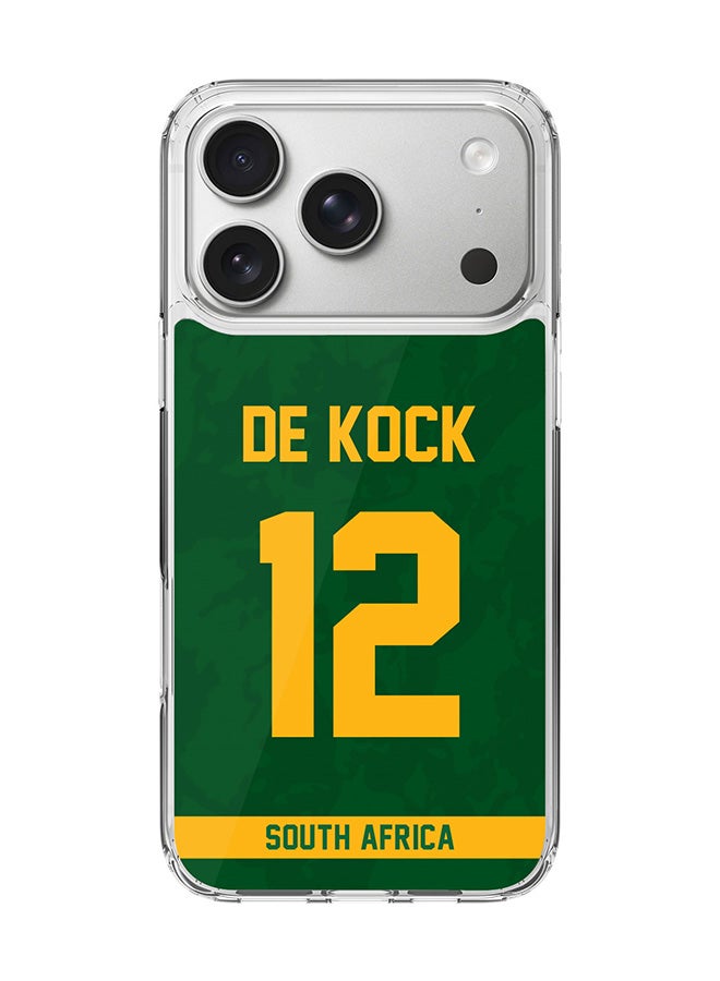 Stylizedd Classic Clear MagSafe Case for iPhone 17 Pro , Hybrid Soft Case Flexible Edges Anti Drop TPU PC Gel Thin Transparent Cover [ Designed for iPhone 17 Pro ] - South Africa Quinton de Kock, Jersey No 12