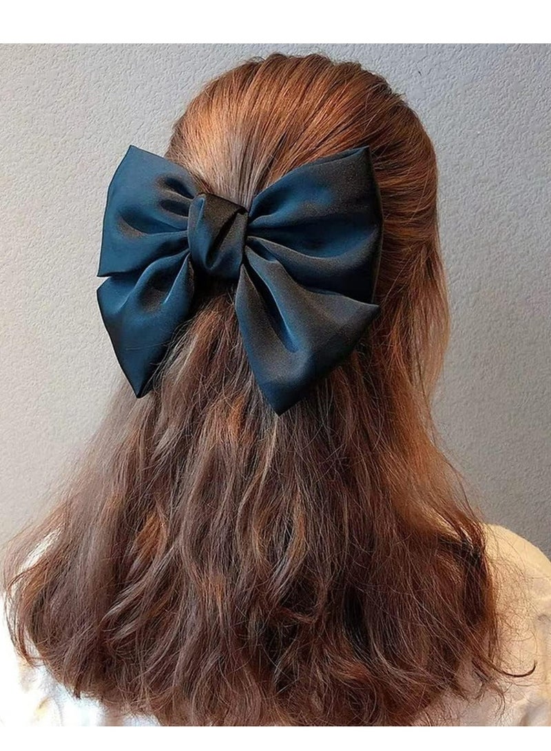 أوزيغالور 6 عبوات مشابك شعر بعقدة ساتان كبيرة، مشابك شعر بعقدة مخملية، مشابك شعر بعقدة فرنسية بلون موحد للنساء والفتيات. - Image 2