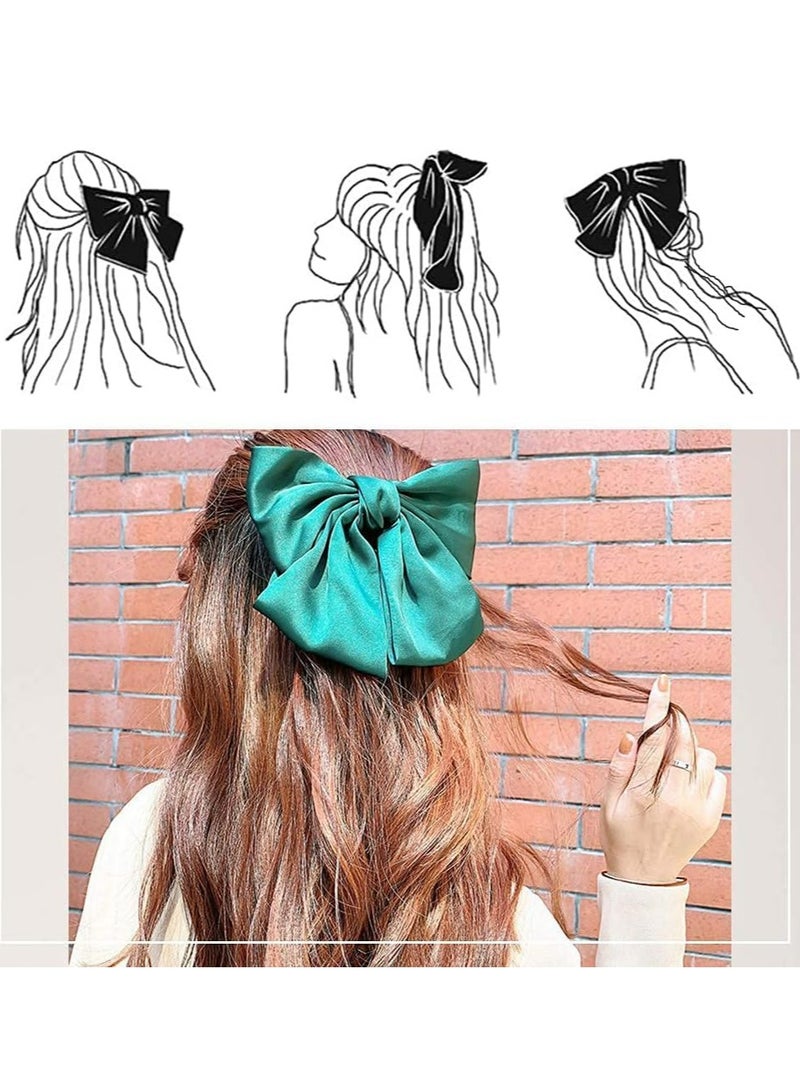 أوزيغالور 6 عبوات مشابك شعر بعقدة ساتان كبيرة، مشابك شعر بعقدة مخملية، مشابك شعر بعقدة فرنسية بلون موحد للنساء والفتيات. - Image 3