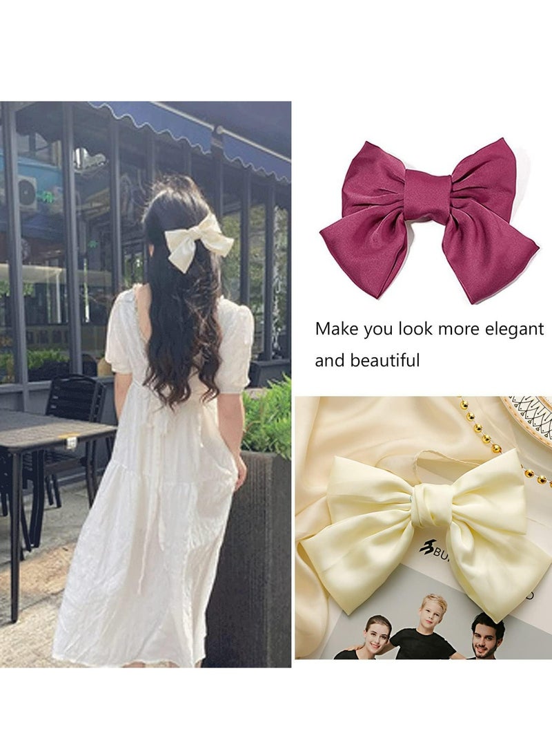 أوزيغالور 6 عبوات مشابك شعر بعقدة ساتان كبيرة، مشابك شعر بعقدة مخملية، مشابك شعر بعقدة فرنسية بلون موحد للنساء والفتيات. - Image 4