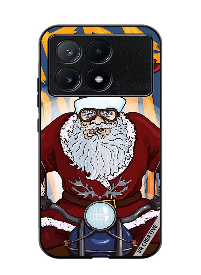 VR CREATIVE Protective Case Cover For Xiaomi Poco X6 Pro Cartoon Christmas Postcard Santa Claus On Motorcycle Design Multicolour - Image 1