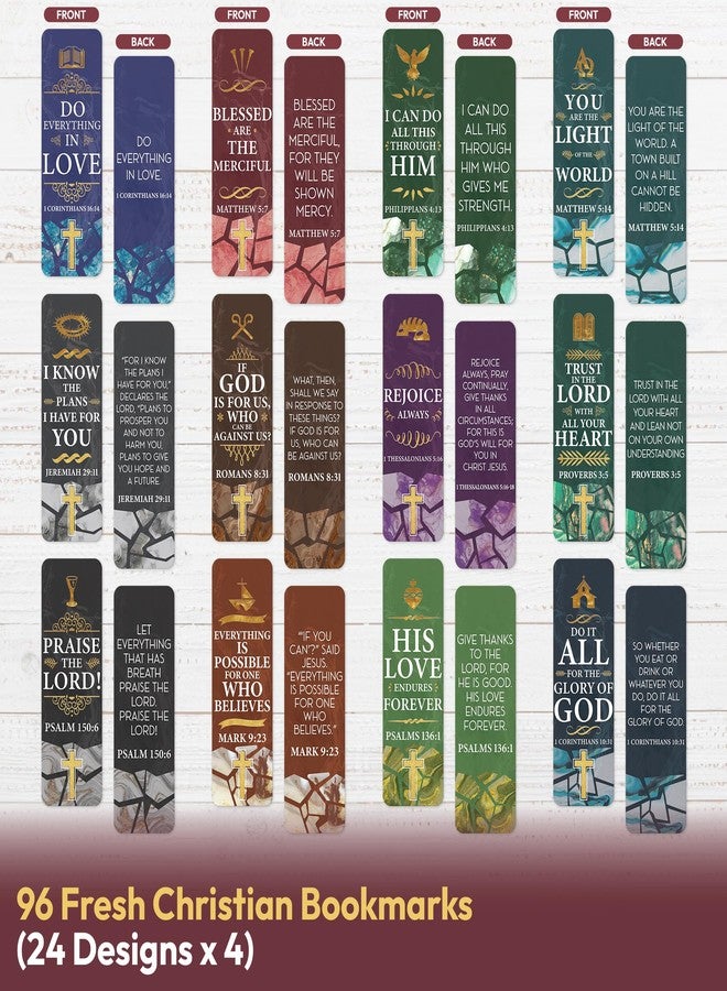 Only Zest 96 Bible Bookmark Pack with Bible Verses - Multiple Designs - Inspirational Christian Bookmarks for Women & Men - Bible Book Markers for Classroom, Bible Study, Church Supplies - Image 4