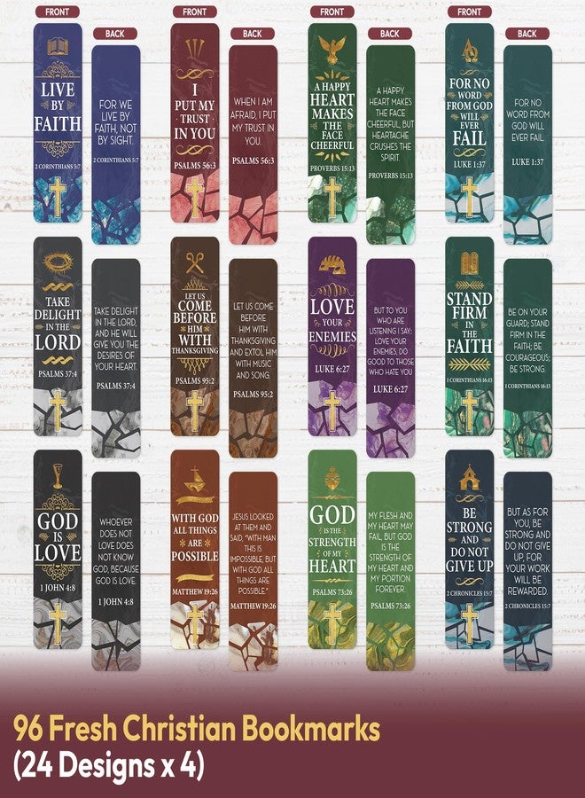 Only Zest 96 Bible Bookmark Pack with Bible Verses - Multiple Designs - Inspirational Christian Bookmarks for Women & Men - Bible Book Markers for Classroom, Bible Study, Church Supplies - Image 5