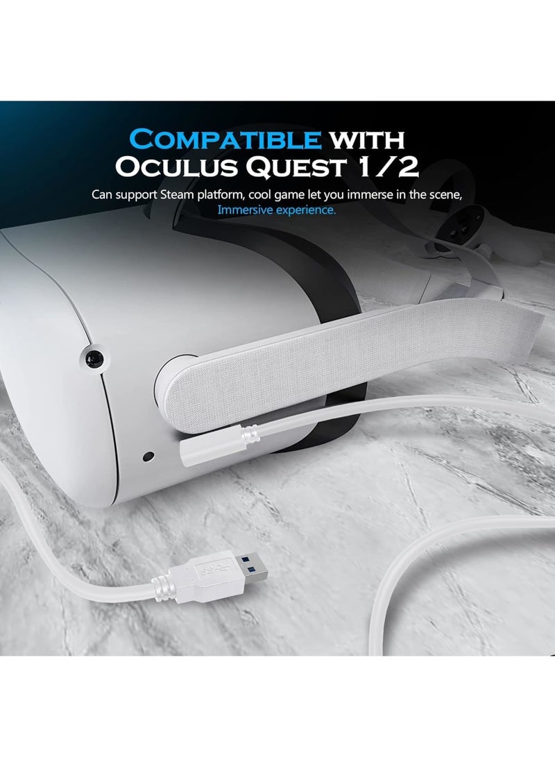 Zikra Link Cable for Oculus Quest 2 & Quest 1 for PC Gaming & Charging | High Speed Data Transfer & Fast Charger Cord 90 Degree Angled Type C USB3.2 Gen1 to USB Type A Power Cable (16ft/5M) - Image 2