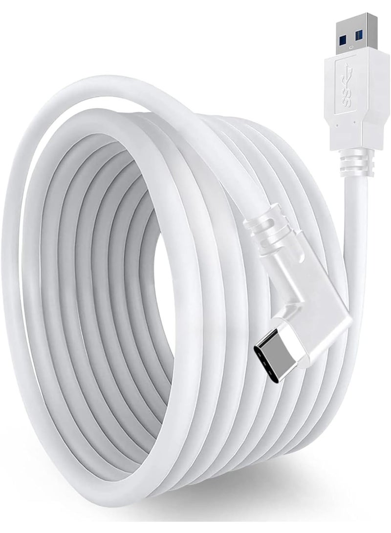Zikra Link Cable for Oculus Quest 2 & Quest 1 for PC Gaming & Charging | High Speed Data Transfer & Fast Charger Cord 90 Degree Angled Type C USB3.2 Gen1 to USB Type A Power Cable (16ft/5M) - Image 1