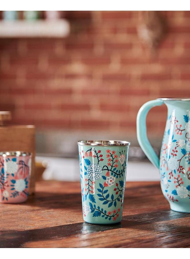 Chumbak Blue Floral Steel Tumbler Large, 400ml - Image 2