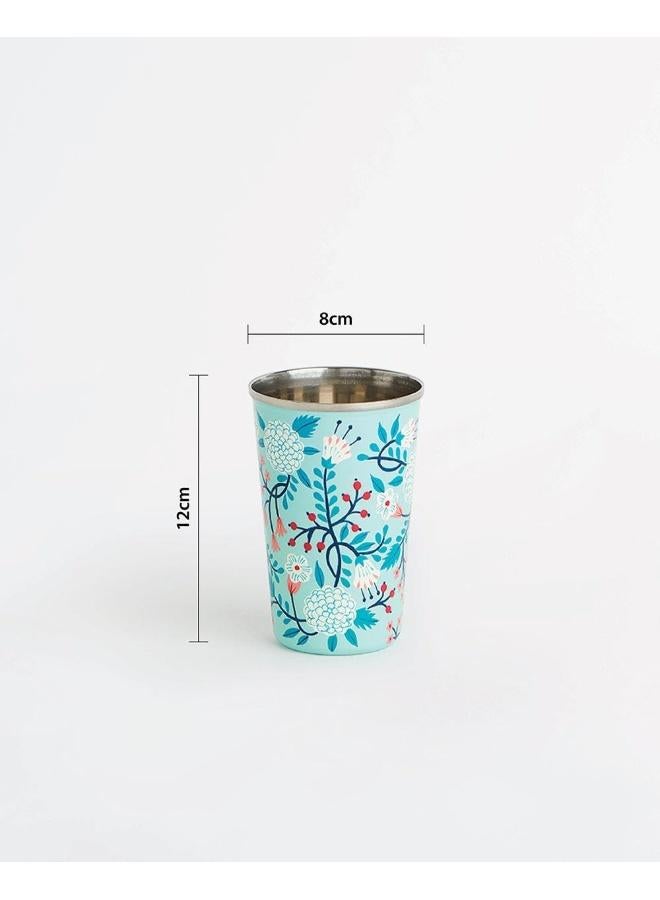 Chumbak Blue Floral Steel Tumbler Large, 400ml - Image 5