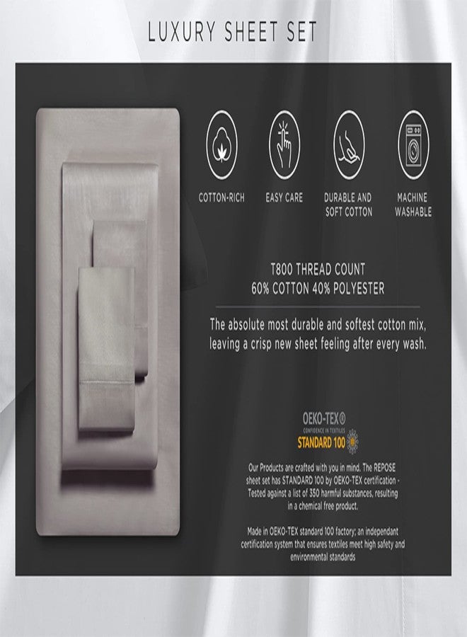 فيرا وانغ - طقم أغطية وسائد، مفروشات فاخرة من القطن الساتان، 800 خيط، طقم مفروشات ناعم وأملس (رمادي فولاذي، أغطية وسائد قياسية) - Image 4