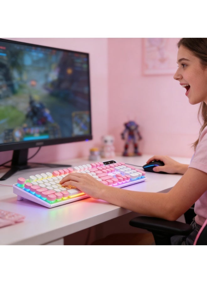 ACYYH RGB Mechanical Gaming Keyboard, Round Keycaps,  Design with LED Backlight, USB Wired - Image 4