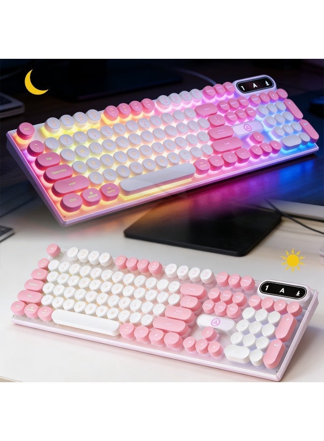 ACYYH RGB Mechanical Gaming Keyboard, Round Keycaps,  Design with LED Backlight, USB Wired - Image 5