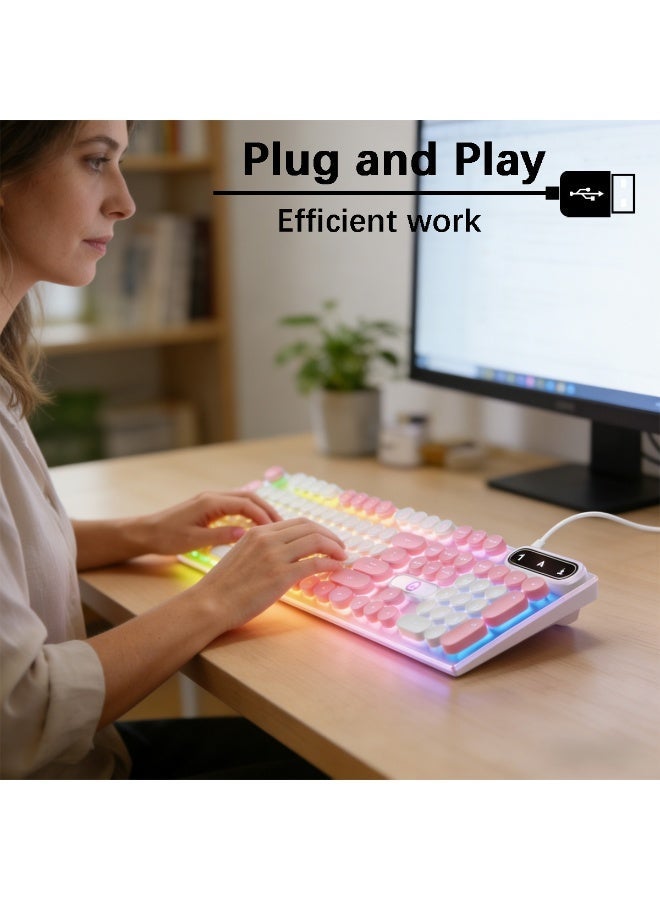 ACYYH RGB Mechanical Gaming Keyboard, Round Keycaps,  Design with LED Backlight, USB Wired - Image 3