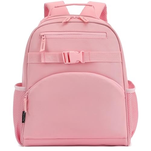 FlowFly Kids Backpack for Toddler Boys Girls Simple Lightweight Bookbag for Daycare Kindergarten Elementary School Travel Small Modern Bag Medium 15 Pink - Image 1
