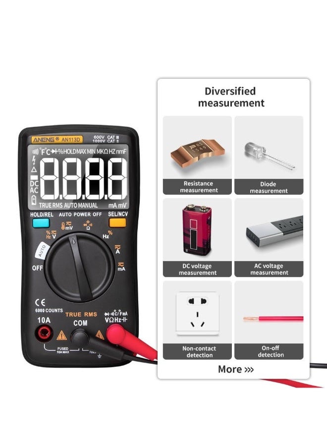 NIBEMINENT Automatic Range True RMS Digital Multimeter Clamp Meter Grey/Black 13.06 x 6.54 2.89centimeter  - Image 4