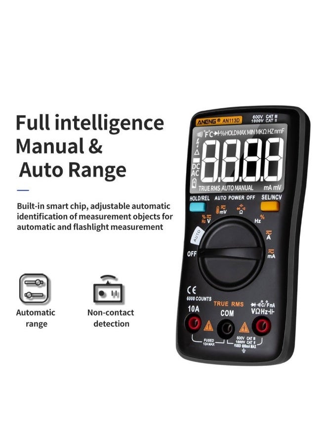 NIBEMINENT Automatic Range True RMS Digital Multimeter Clamp Meter Grey/Black 13.06 x 6.54 2.89centimeter  - Image 5