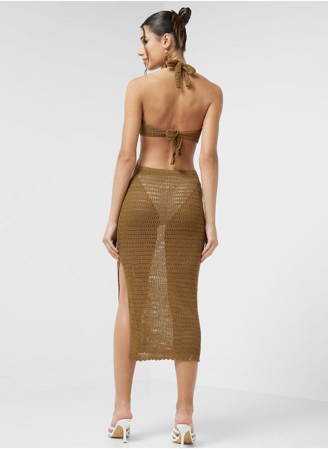 Ginger - Halter Neck Crochet Beach Dress - Image 1