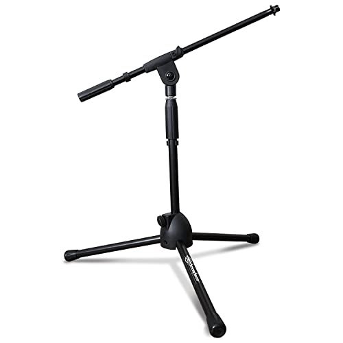 AXA AXCESSABLES AxcessAbles Short Microphone Stand with Boom Arm | Low Profile Mic Tripod Stand for Kick Drums | Guitar Amp Stand | Low-Pro Mike Stand (MS-101L) - Image 1