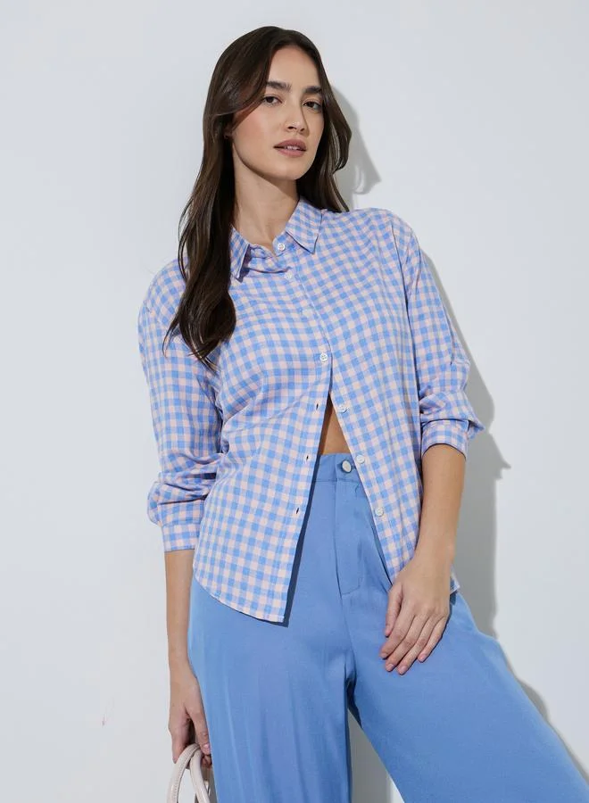 Styli Multi-Color Gingham Check Long Sleeve Shirt