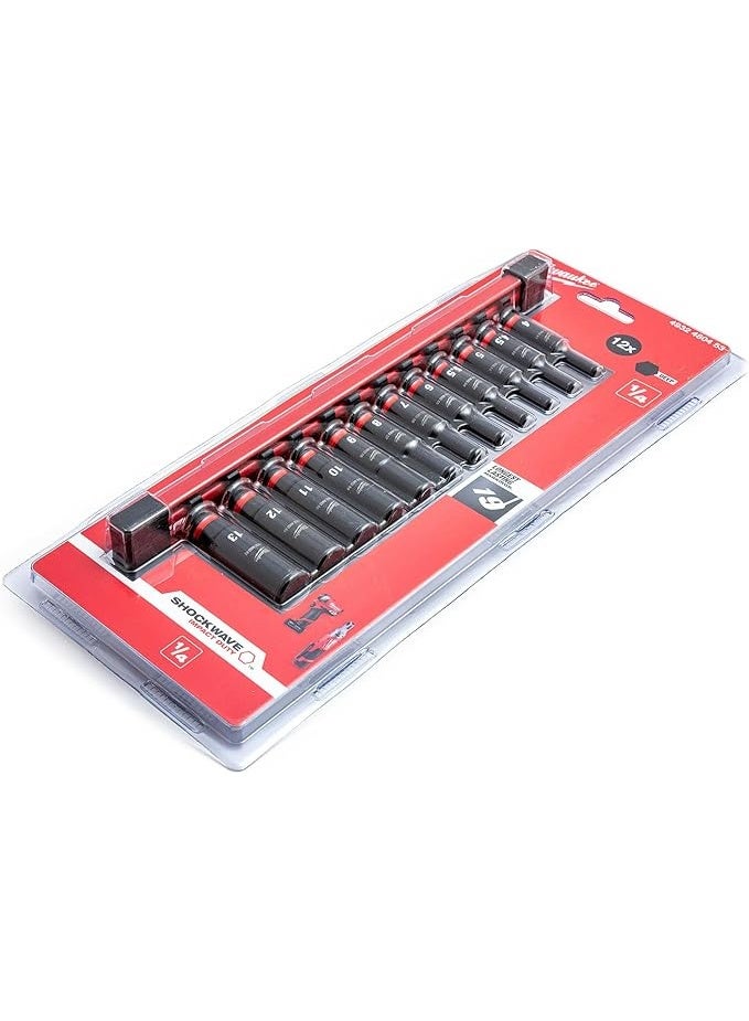 Milwaukee Shockwave Impact Socket Set, 1/4 Inch Square Drive, 4-13 mm, 20 Pieces