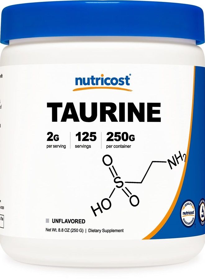 Nutricost مسحوق التورين 250 جرام - 125 حصة، 2000 ملغ لكل حصة - Image 1