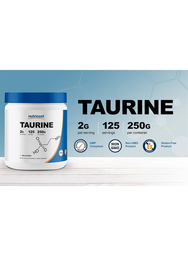 Nutricost مسحوق التورين 250 جرام - 125 حصة، 2000 ملغ لكل حصة - Image 3