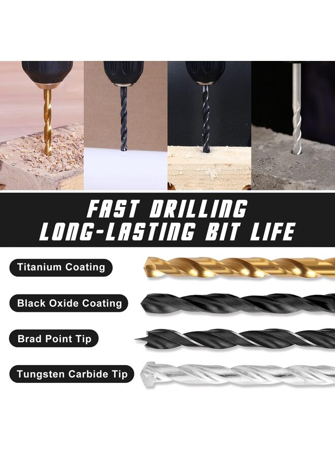 مجموعة رؤوس المثقاب، 246 قطعة رؤوس مثقاب للمثقاب اللاسلكي، مجموعة رؤوس مثقاب للخشب والمعادن والبناء والأسمنت ومجموعة رؤوس مفكات البراغي (أحمر) - Image 2