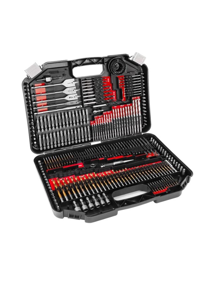 مجموعة رؤوس المثقاب، 246 قطعة رؤوس مثقاب للمثقاب اللاسلكي، مجموعة رؤوس مثقاب للخشب والمعادن والبناء والأسمنت ومجموعة رؤوس مفكات البراغي (أحمر) - Image 1