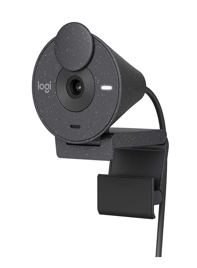 Logitech Brio 300 Full HD Webcam with Privacy Shutter, Noise Reduction Microphone, USB-C, Ceritified for Zoom, Microsoft Teams, Google Meet, Auto Light Correction - Graphite - Image 1