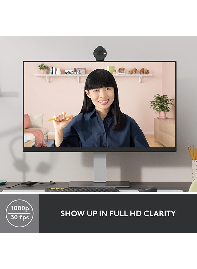 Logitech Brio 300 Full HD Webcam with Privacy Shutter, Noise Reduction Microphone, USB-C, Ceritified for Zoom, Microsoft Teams, Google Meet, Auto Light Correction - Graphite - Image 2