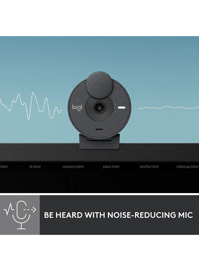 Logitech Brio 300 Full HD Webcam with Privacy Shutter, Noise Reduction Microphone, USB-C, Ceritified for Zoom, Microsoft Teams, Google Meet, Auto Light Correction - Graphite - Image 4