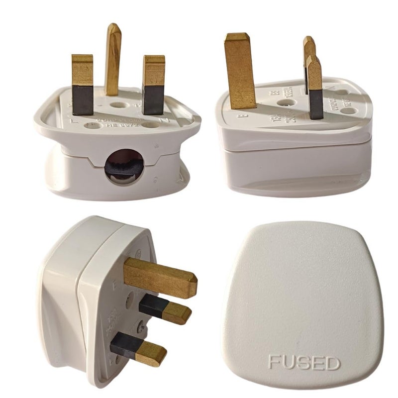 WOWSOME WOWSOME 3 Flat Pin Top UK Plug with fuse for UK UAE Cyprus Hong Kong Singapore Ireland Malaysia 13A 250V Pack of 2 white - Image 3